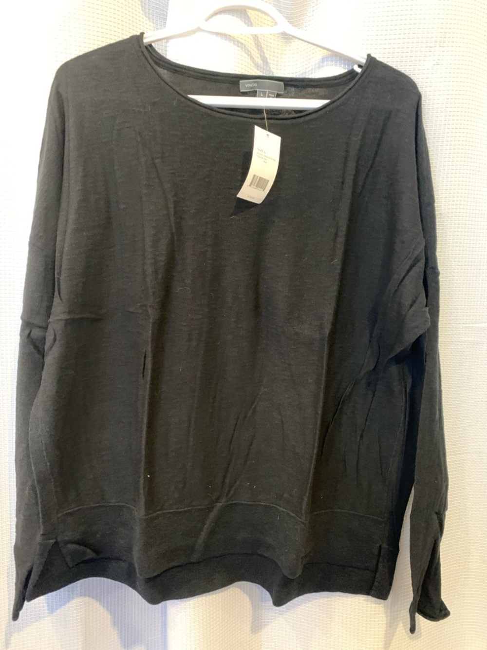 Vince Black Long Sleeve Crew Neck Top